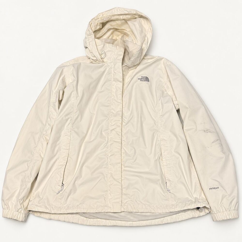 The North Face Women's HyVent Hooded Jacket XXL White Nylon Rain Shell